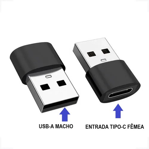 Cable Normal Genérica Tipo C Fêmea negro con entrada USB salida Tipo C