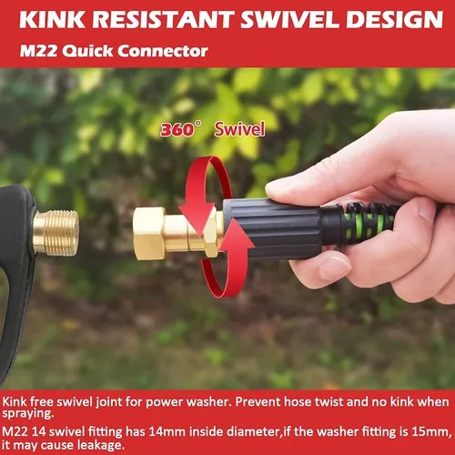 25ft Pressure Washer Hose 1/4 , Kink Free Swivel M22 14mm Th Envío gratis