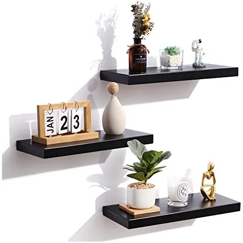 Floating Shelves, Black Wood Wall Mounted Shelves With Envío gratis