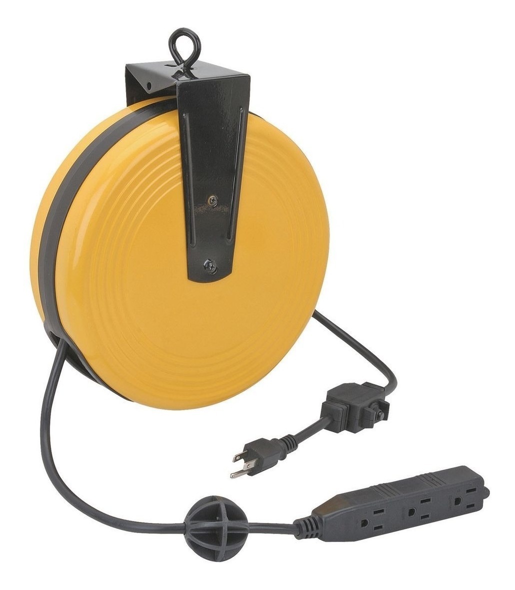 Extension Electrica Retractil 30 Pies Calibre 16 3 Enchufes Envío gratis