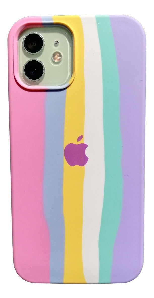 Funda Protector Case Rainbow iPhone Silicón Arcoíris Pastel Meses sin