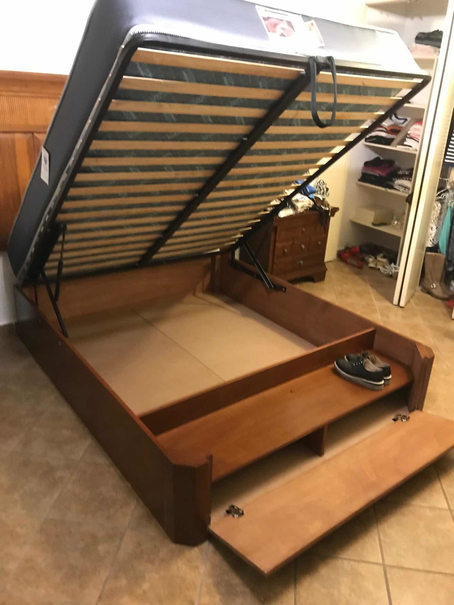 Cama Abatible Matrimonial En Madera Natural Con Zapatera Mercado Libre