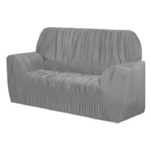 Capa De Sofá Decoração Natal 2 Lugares Elasticada Cor Cinza Liso