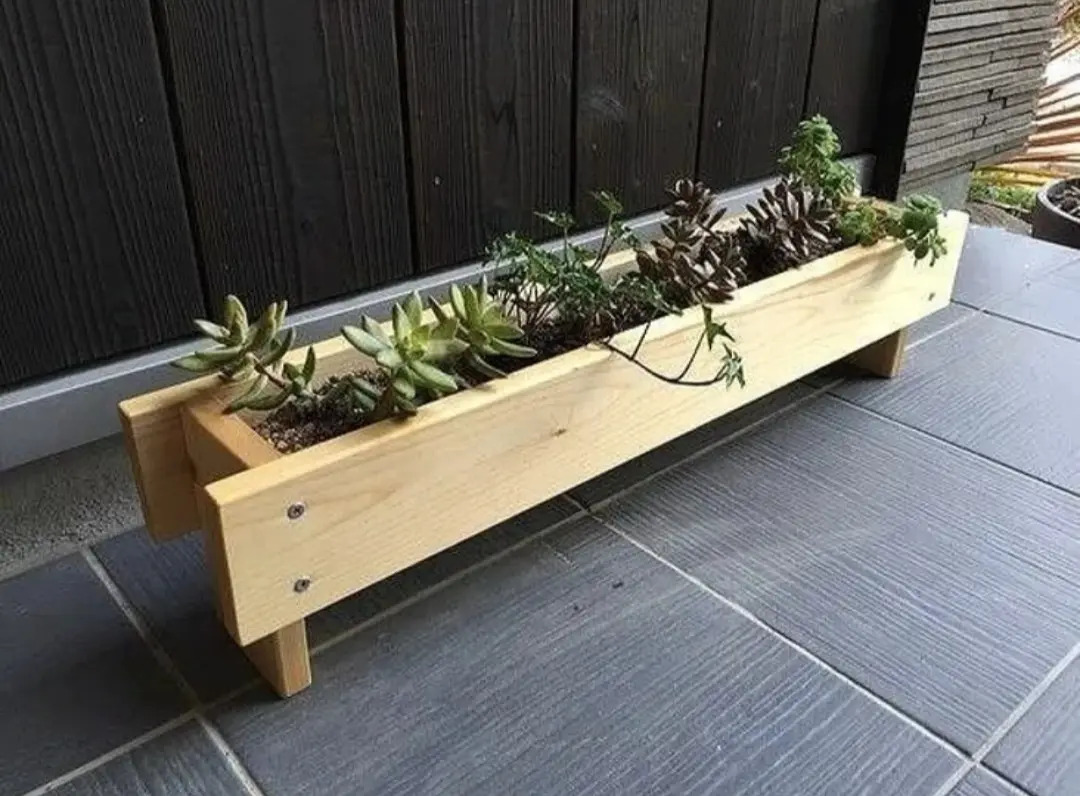 Maceta Macetero Largo Madera Jardín Plantas MercadoLibre