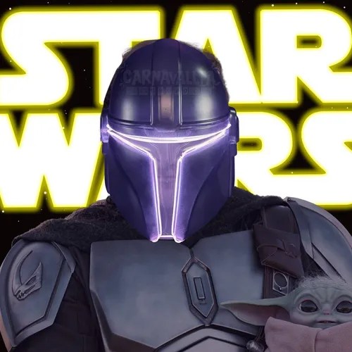 Mascara Mandalorian Star Wars Led Morado Halloween Baby Yoda