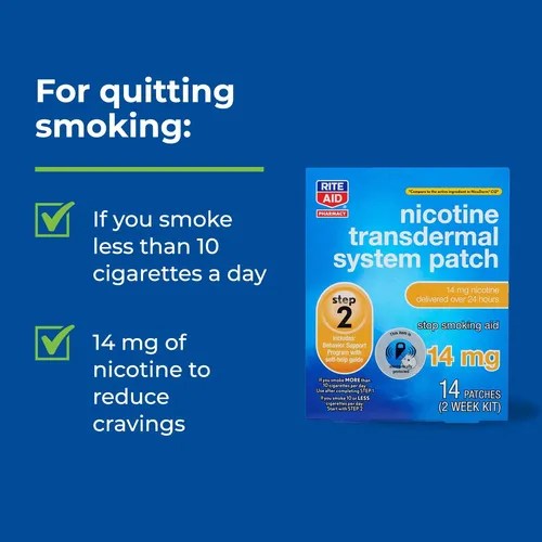 Rite Aid Nicotine Transdermal System Patch, Step 2, 14mg 1 Envío gratis
