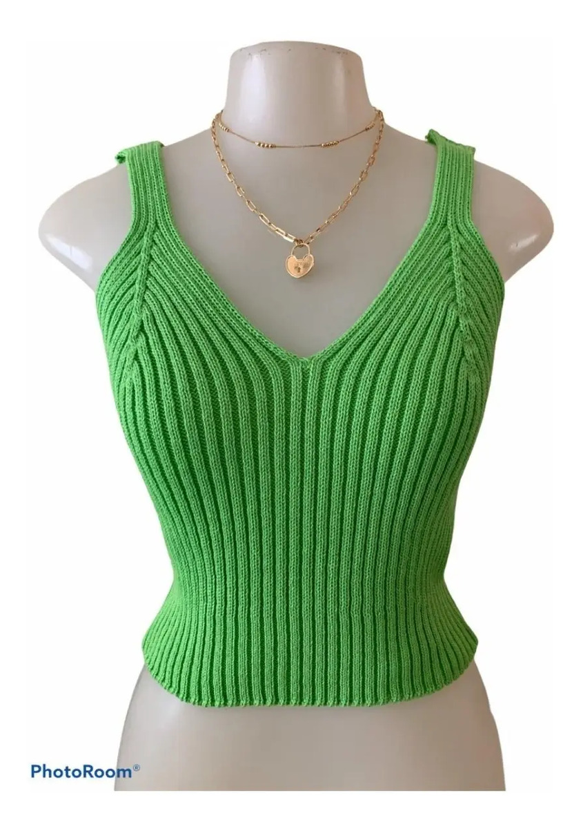 Regata Modelo Cropped Feminino Em Tricô Várias Cores Mercado Livre