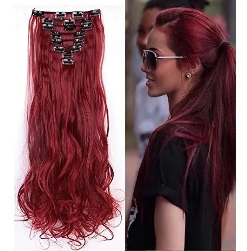 Extensiones De Cabello Rojo Quemado 7 Cortinas Bambu Mercado