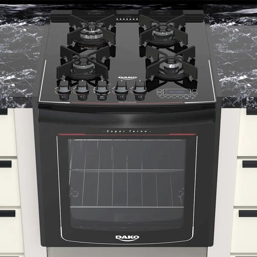 Fogão De Embutir Dako 4 Bocas Turbo Glass Mesa De Vidro Mercado Livre