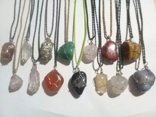 Collar Piedra Natural En Alpaca, Citrino, Turmalina, Agata.. | Mercadolibre