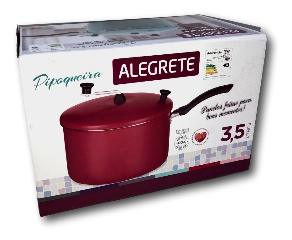 Pipoqueira Antiaderente Teflon Alegrete + Brinde Exclusivo