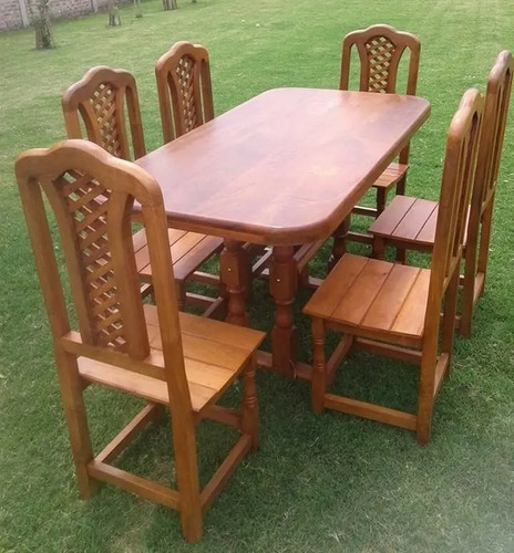 Mesa De 1,60 + 6 Sillas De Algarrobo Macizo Envió Gratis | Cuotas Sin Interés