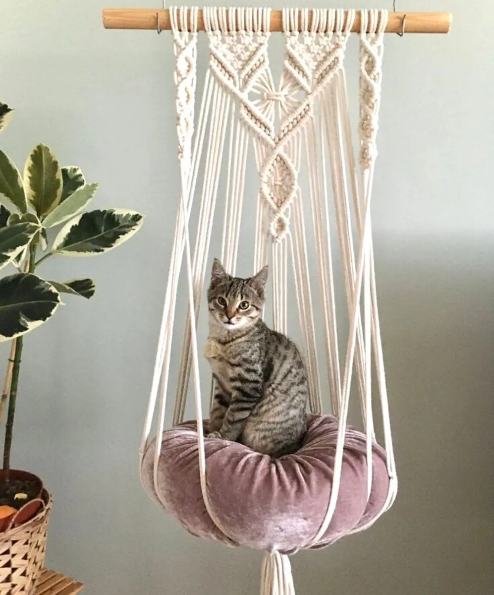 Cama Hamaca Para Gatos Cucha Camita Gatitos Macramé Mercado Libre