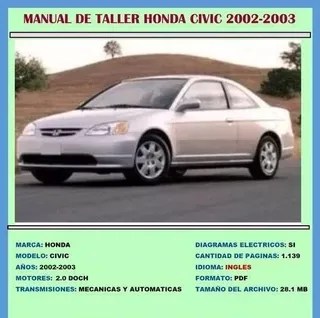 Manual De Taller Reparacion Diagramas Honda Civic 2002 2003 | MercadoLibre