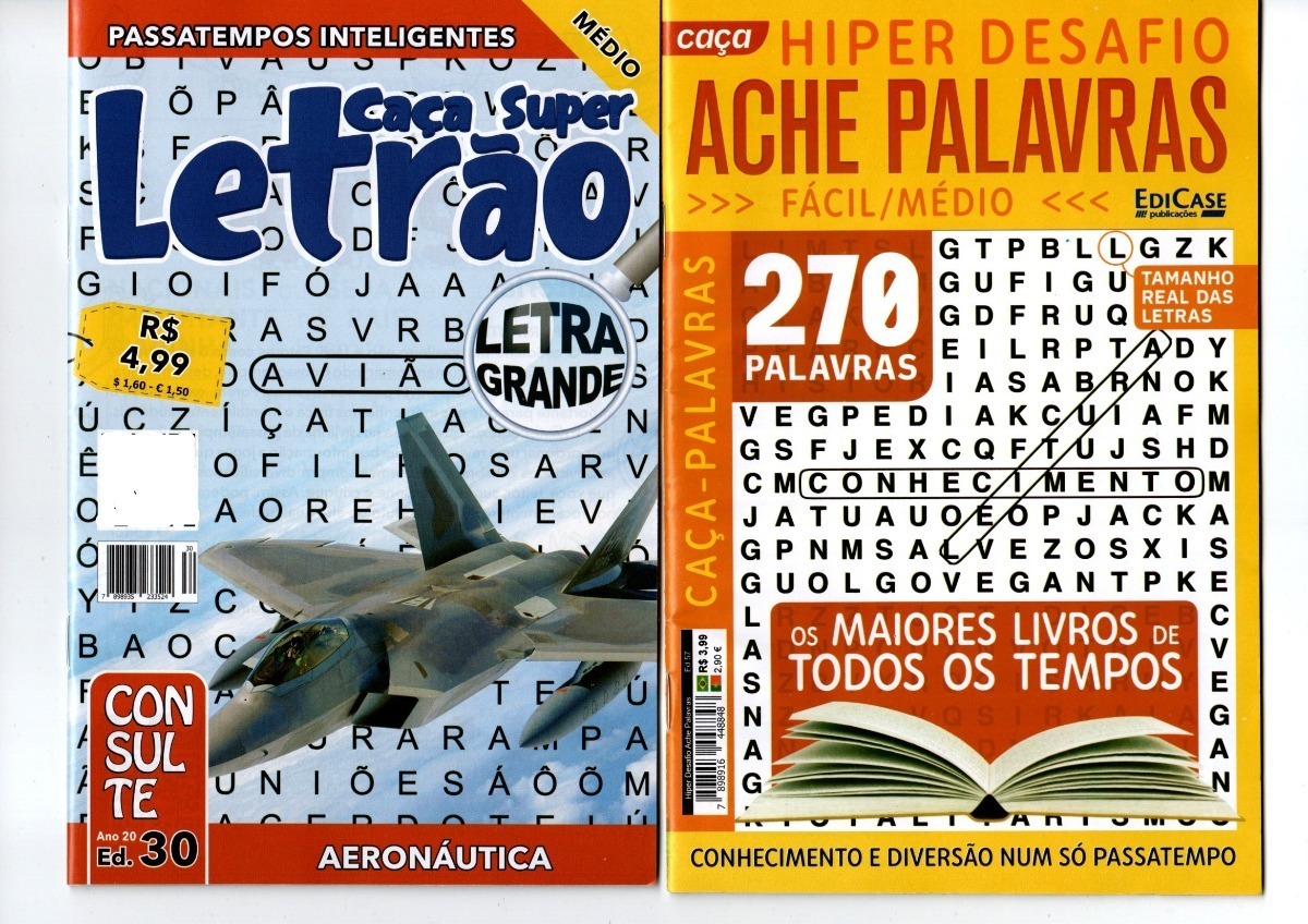 Kit 30 Caça Palavras Somente Letra Grande Sem Repetições