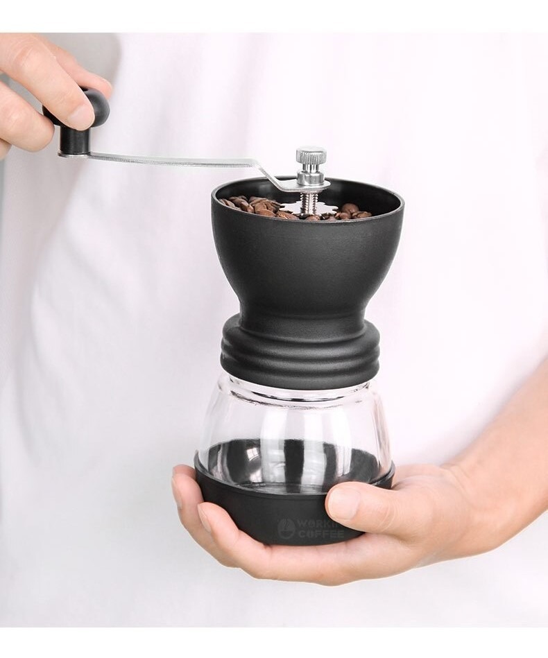 Moedor De Café Manual Vidro Silicone Com Regulagem Moderno