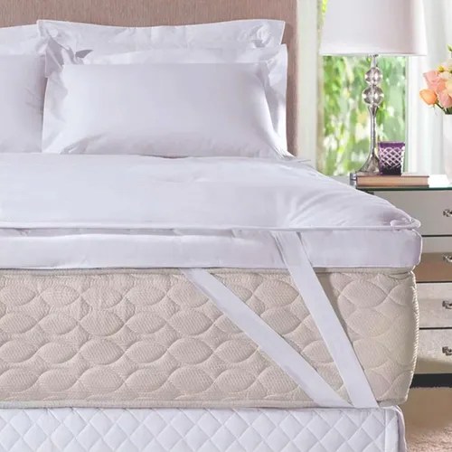 Pillow Top Queen Altenburg Grid Percal 180 Fios Branco