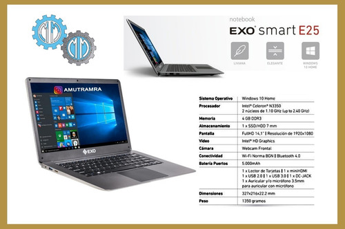 Notebook Exo Smart E25 500Gb 4G Ram | Envío Gratis