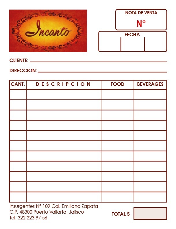 1000 Notas De Venta Con Copia Envío Gratis!!! Envío gratis