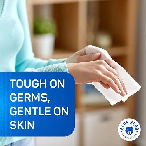 Blue Bear Protection Antibacterial Hand Wipes, Canister Wet Envío gratis