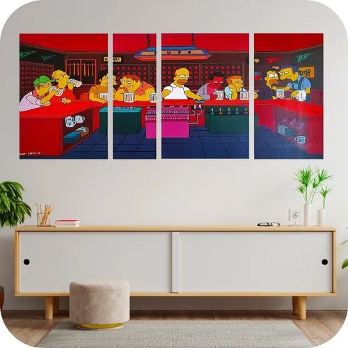 Cuadro Los Simpsons Bar De Moe Poliptico Grande La Ultima Cena