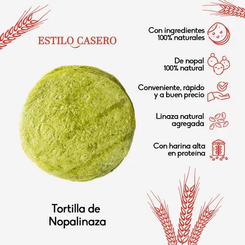 Tortillas De Harina Nopal Y Linaza 100 Tortillas en venta en Zapopan