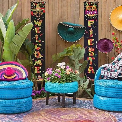 Cartel de bienvenida de decoración de porche de México Festa Fiesta envío gratis