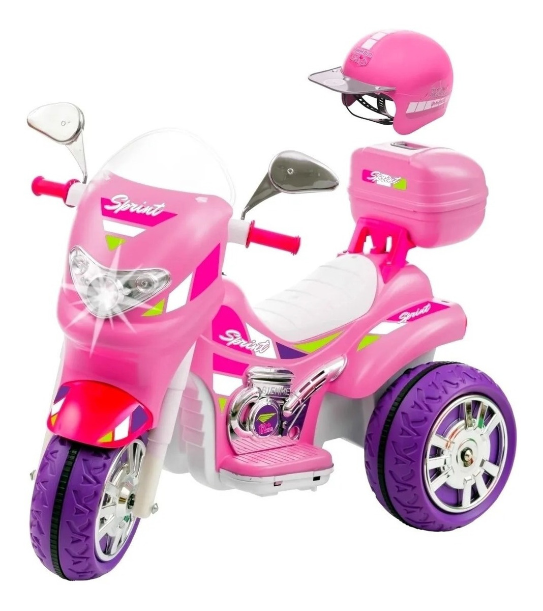 Triciclo Moto Elétrica 12v Sprint Turbo Rosa Menina Biemme Mercado