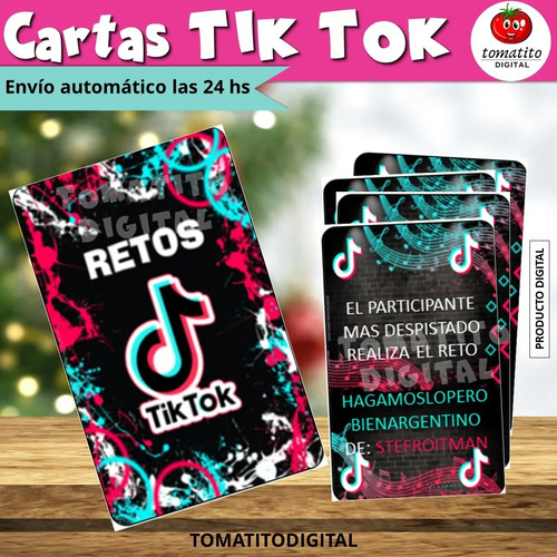 Juego Imprimible Cartas Tik Tok Retos | Mercadolibre