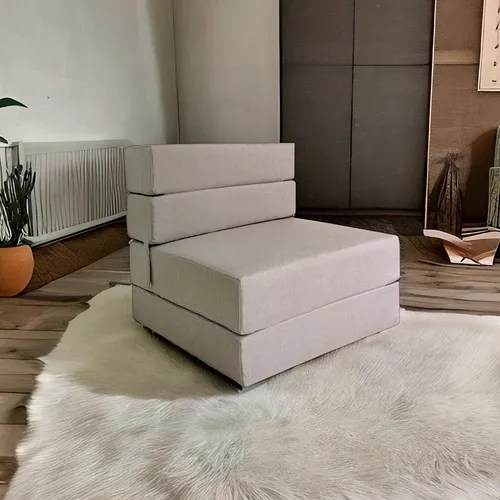 Sofá Cama Individual Plegable, Con Soporte Firmé Color Gris