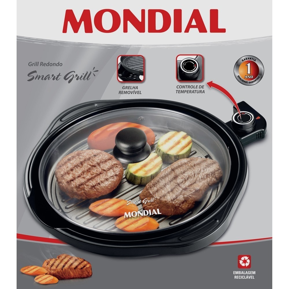 Panela Elétrica Grill Mondial Redondo Smart Grill G04 Teflon Mercado