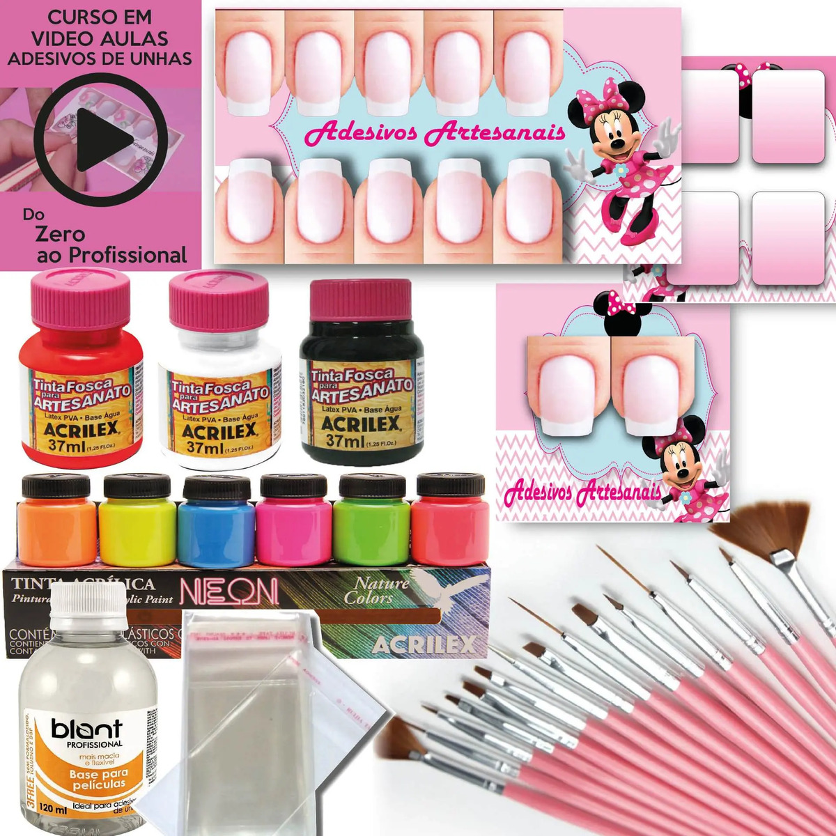 Kit Pincel Para Adesivo De Unhas Iniciante Completo Mercado Livre