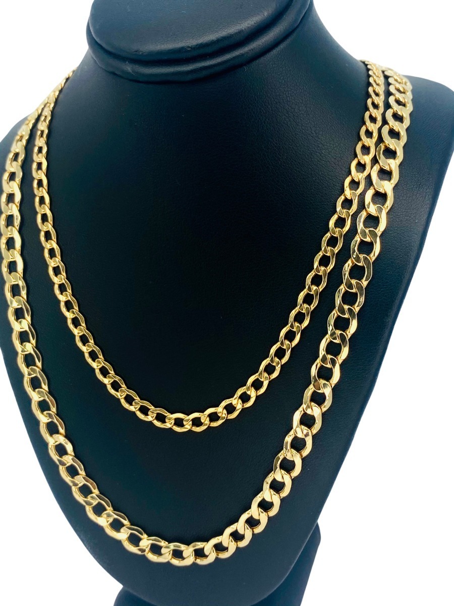Cadena Cubana De Oro Hombre 14k Barbada 6.5mm 55cm Meses sin intereses