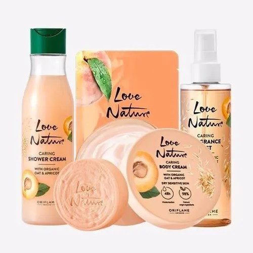 Set Corporal Hidratante Love Nature Chabacano Oriflame 5pzas Meses