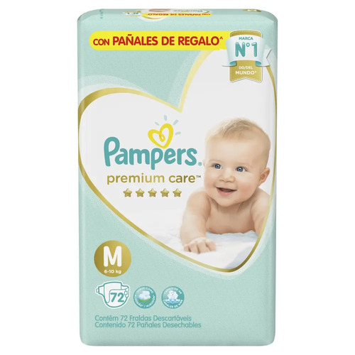 Pañales Pampers Premium Care M 72 U | Mercadolibre