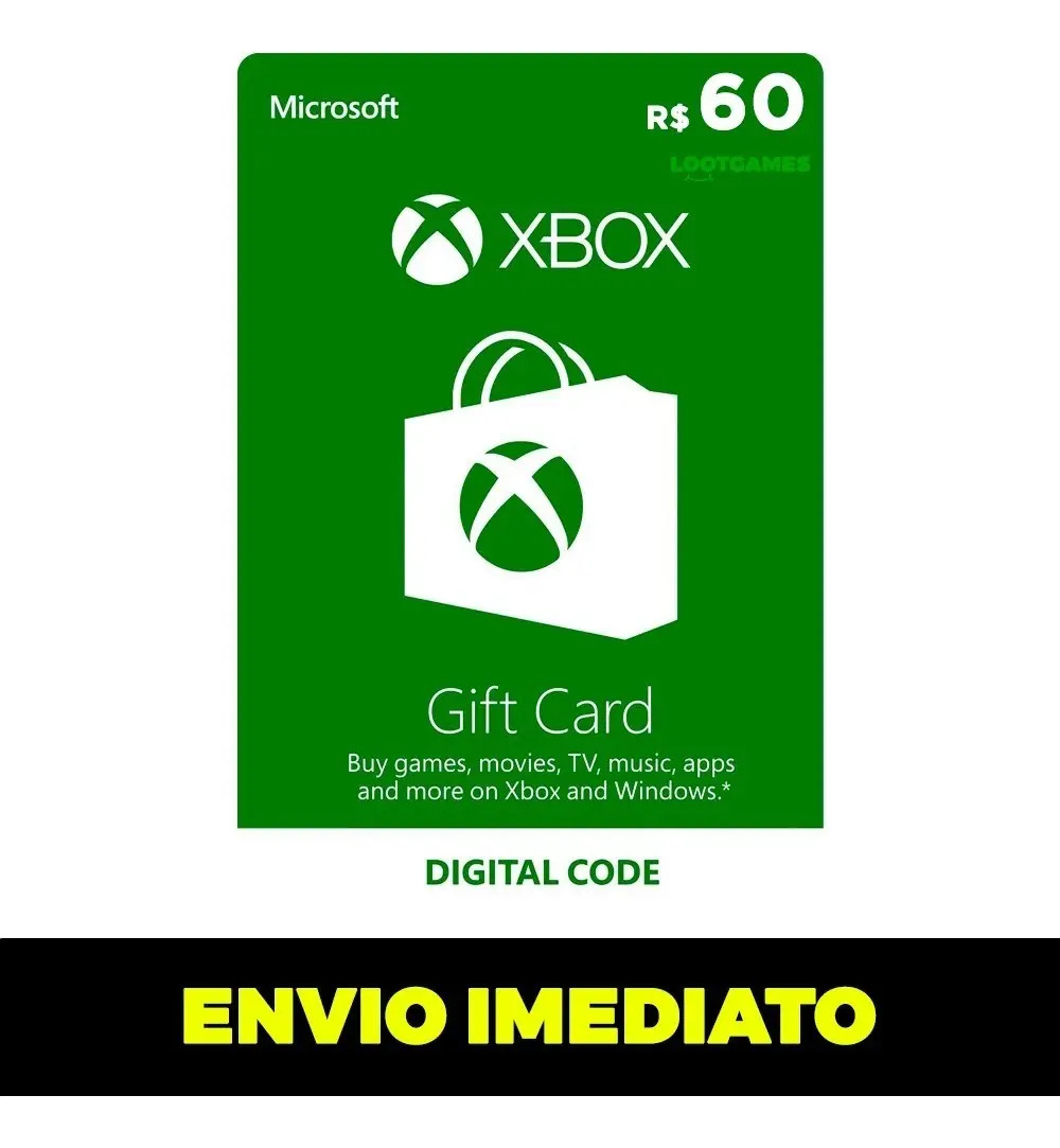 Microsoft Gift Card Points Cartão Xbox R60 (r30+30) Reais Mercado Livre