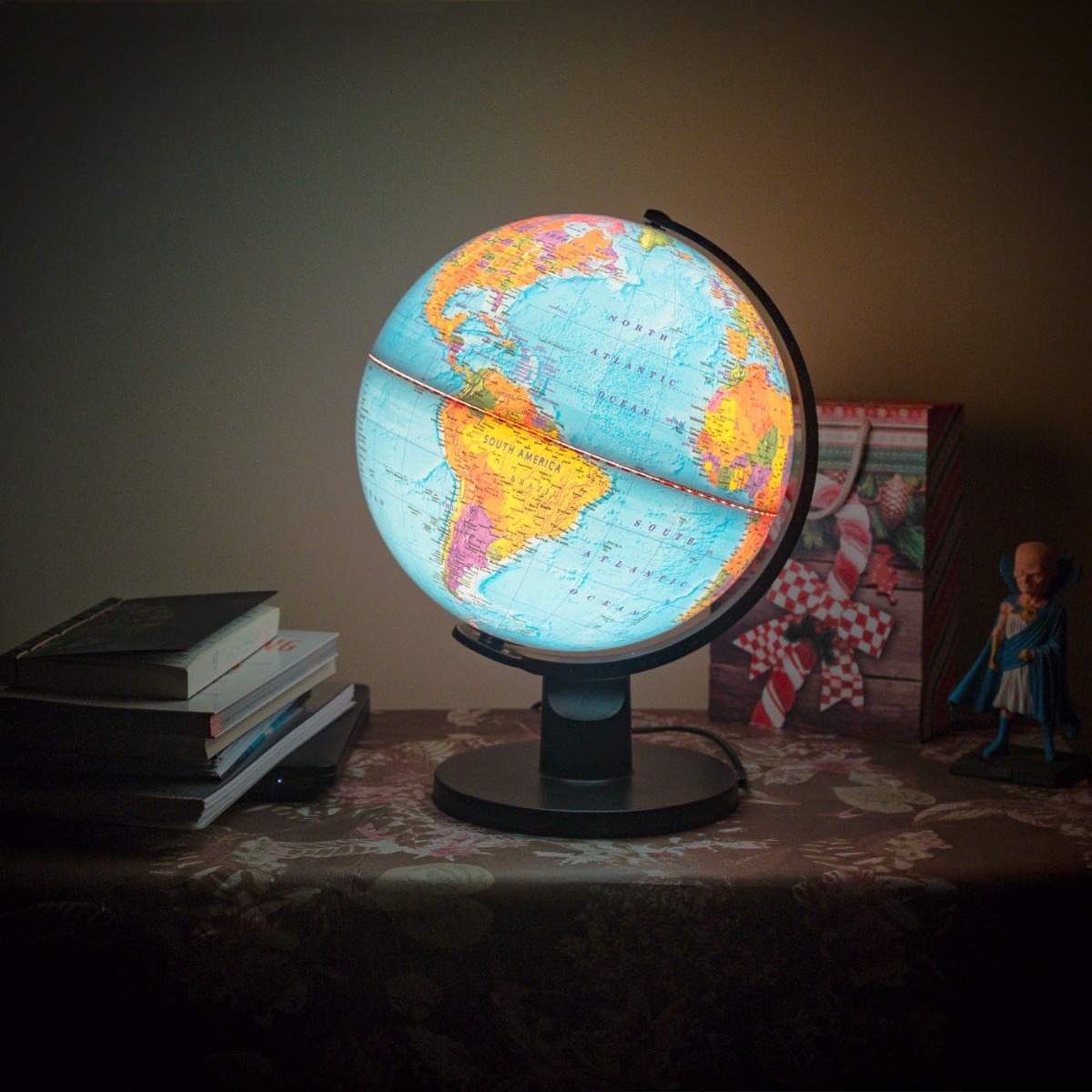 Globo Terrestre Pvc Com Luz Led Mapa Mundi Ø25cm 110 Ou 220v Mercado