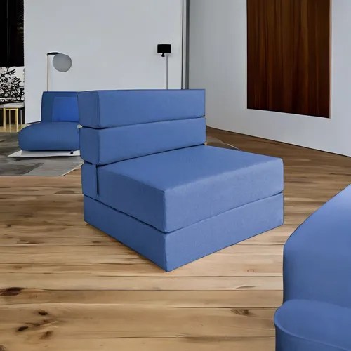 Sofá Cama Individual Plegable, Con Soporte Firmé Color Azul