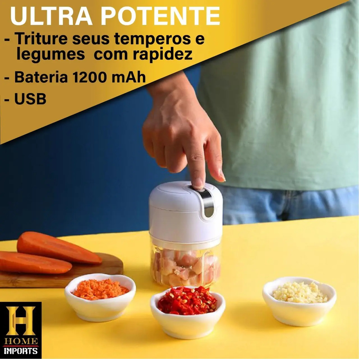Mini Moedor Elétrico Alho Cebola Sem Fio Usb Processador Mercado Livre