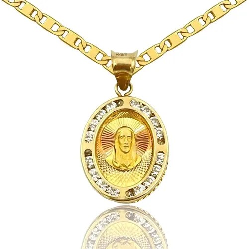 Dije Jesucristo Rostro Cristo Oro 10k + Cadena Regalo