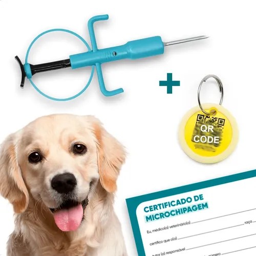 Microchip Animal 2,12x12mm C/ Medalha Qr Code Kit Com 10 Un