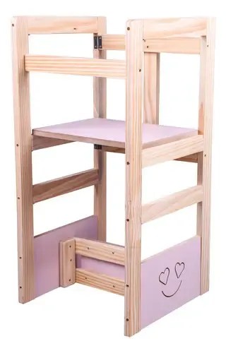 Torre de aprendizaje ajustable Montessori 4x1, ya de madera y color