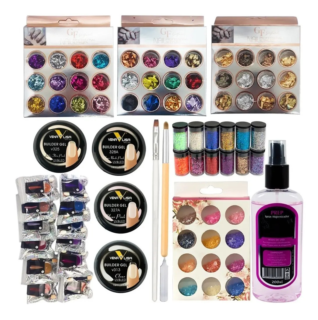 Kit Unha Manicure Fibra Acrigel Gel Alongamento Profissional Mercado