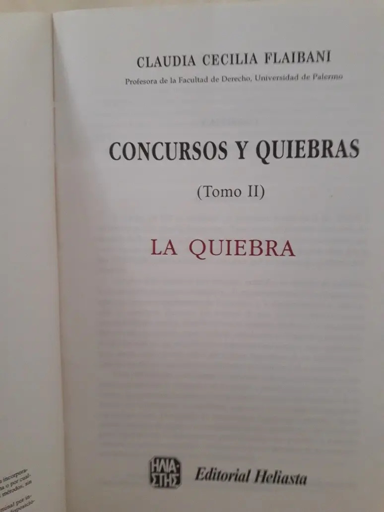 Derecho. Concursos Y Quiebras 2 Tomos. Claudia C. Flaibani Mercado Libre