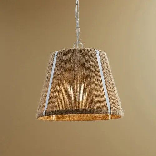 Lamparas Colgantes Hilo De Yute Estructura De Hierro Blanco
