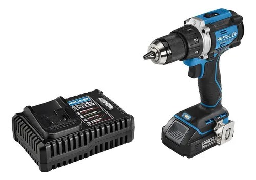 Kit Taladro Inalambrico, Bateria Y Cargador - Hercules Color Azul