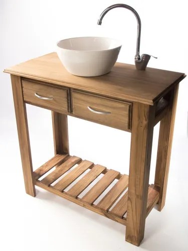 Vanitory Madera 80Cm Baño Combo Set Bacha Griferia Re Barato | Su Ferreteria Online