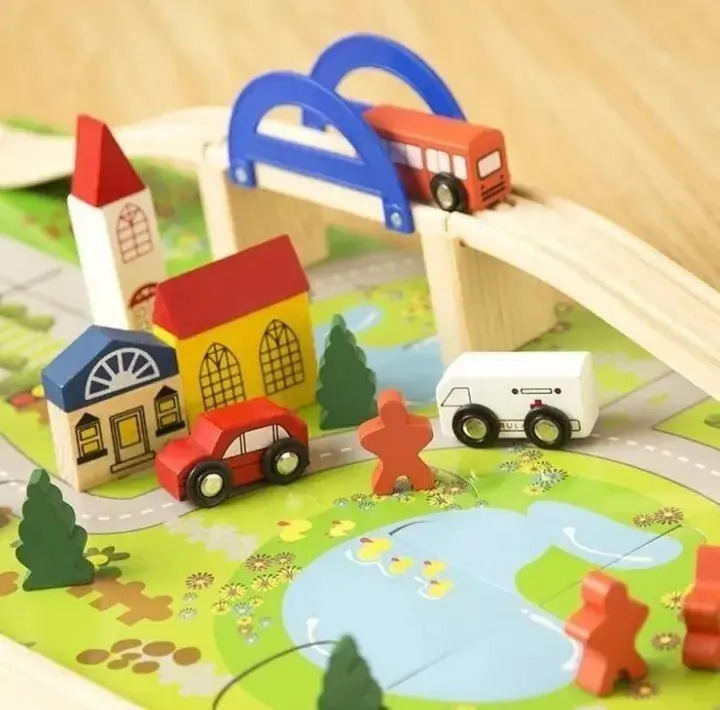 Pista De Autos Con Puente De Madera Juego Montessori Niños Mercado Libre
