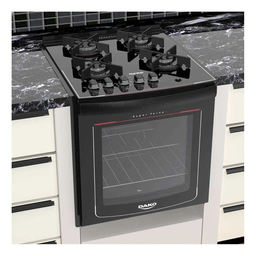 Fogão de embutir Dako Glass 4Q a gás/elétrico 4 queimadores preto 127V