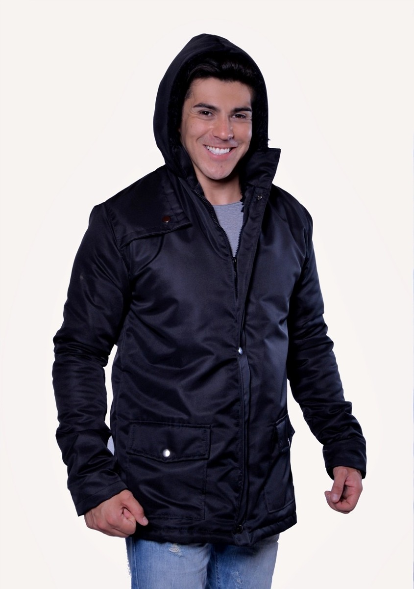 Jaqueta Impermeável Capuz Forro Em Pelo Inverno Neve Frio